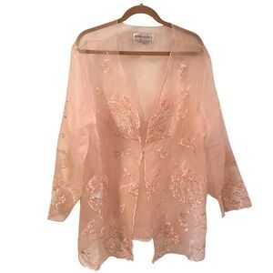 Vtg Donna Vinci Sheer Overlay Jacket Evening Size 24 Beaded Applique Glitter